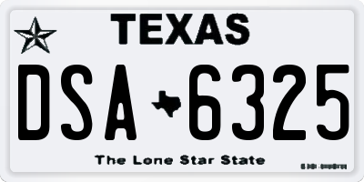 TX license plate DSA6325