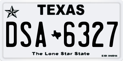 TX license plate DSA6327