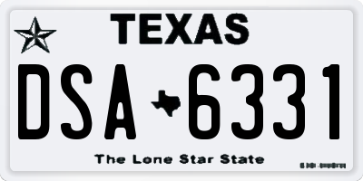 TX license plate DSA6331