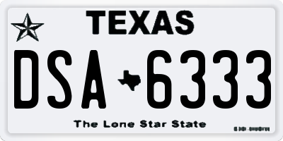TX license plate DSA6333