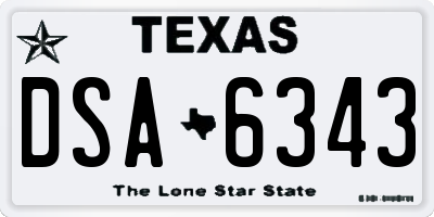 TX license plate DSA6343