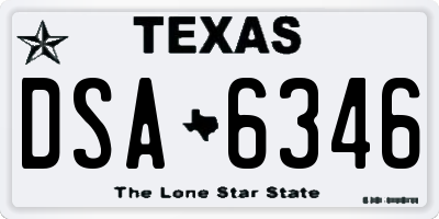 TX license plate DSA6346