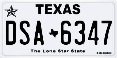 TX license plate DSA6347
