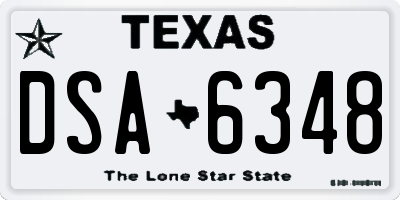 TX license plate DSA6348