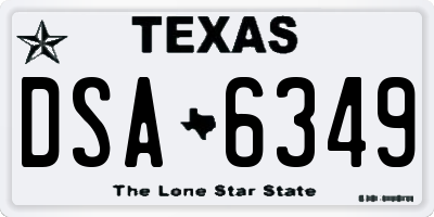 TX license plate DSA6349