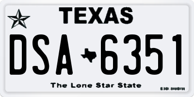 TX license plate DSA6351
