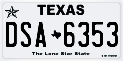 TX license plate DSA6353