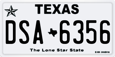 TX license plate DSA6356