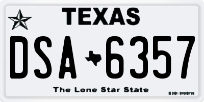 TX license plate DSA6357