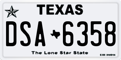 TX license plate DSA6358