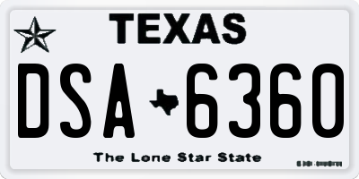 TX license plate DSA6360