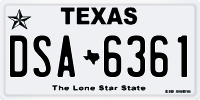 TX license plate DSA6361