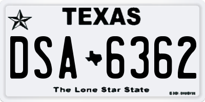 TX license plate DSA6362