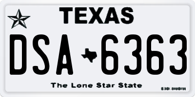 TX license plate DSA6363