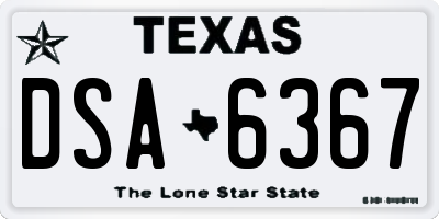TX license plate DSA6367