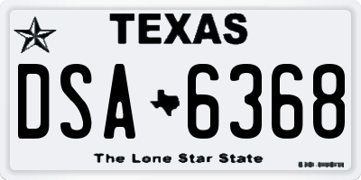 TX license plate DSA6368