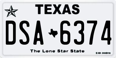 TX license plate DSA6374