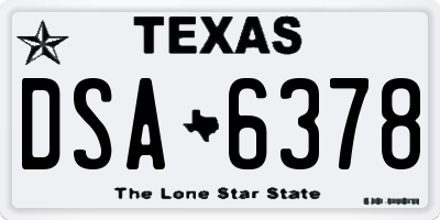 TX license plate DSA6378