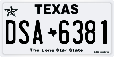 TX license plate DSA6381
