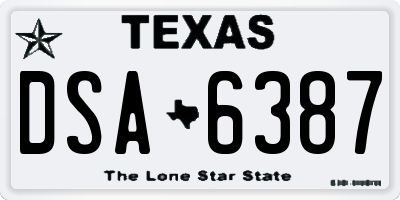 TX license plate DSA6387
