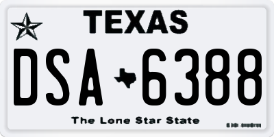 TX license plate DSA6388