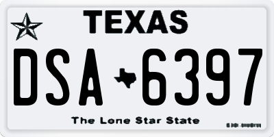 TX license plate DSA6397