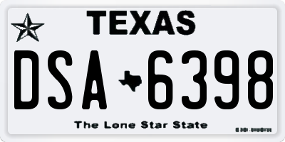 TX license plate DSA6398