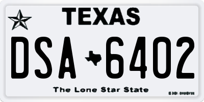 TX license plate DSA6402