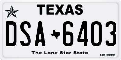 TX license plate DSA6403