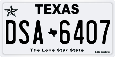 TX license plate DSA6407