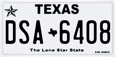 TX license plate DSA6408