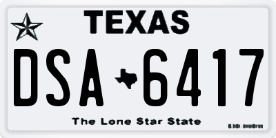 TX license plate DSA6417