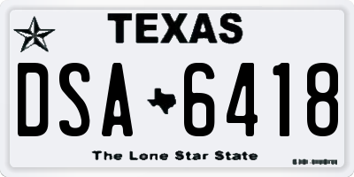 TX license plate DSA6418