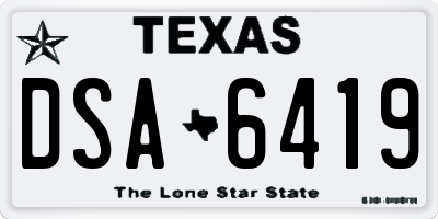 TX license plate DSA6419