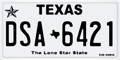 TX license plate DSA6421