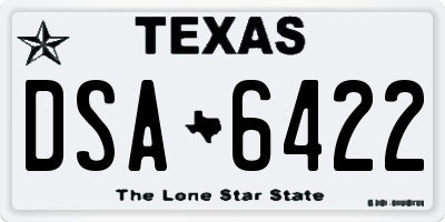 TX license plate DSA6422