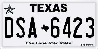 TX license plate DSA6423
