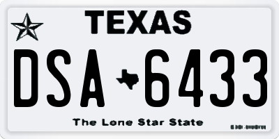 TX license plate DSA6433
