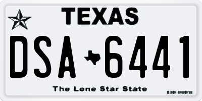TX license plate DSA6441