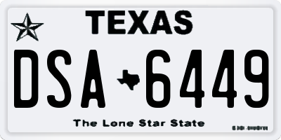 TX license plate DSA6449