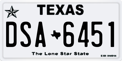 TX license plate DSA6451