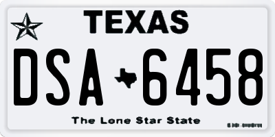 TX license plate DSA6458