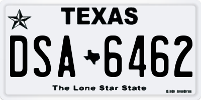 TX license plate DSA6462