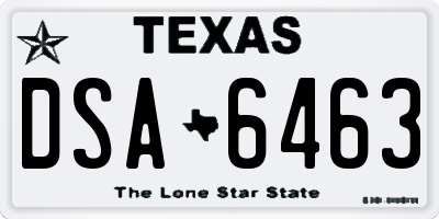 TX license plate DSA6463