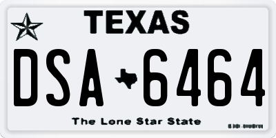 TX license plate DSA6464