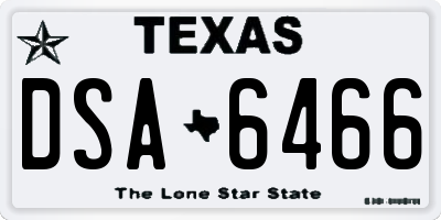 TX license plate DSA6466