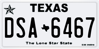 TX license plate DSA6467