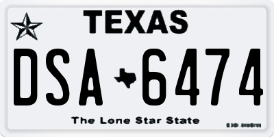 TX license plate DSA6474