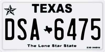 TX license plate DSA6475