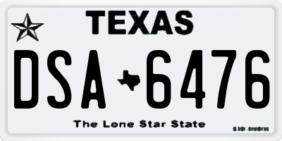 TX license plate DSA6476